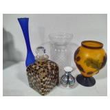Lot of Glass Vases & Mosiac Decanter