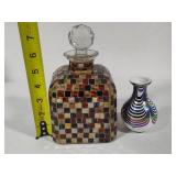 Lot of Glass Vases & Mosiac Decanter