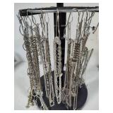 Silver Tone Costume Necklaces w/Display Spinner