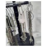 Silver Tone Costume Necklaces w/Display Spinner