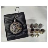 Sterling Mini Salt & Pepper Shakers & Ornament