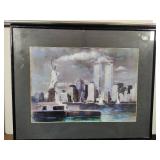 NYC Panorama of Times Square, Canvas Street Sign & Framed Twin Towers by Haiyan