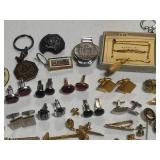 Large Lot of Cuff Links, Key Chains, Etc.