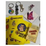 Misc Lot of Keychains, Cards, Pez, Loaded Dice, Etc.