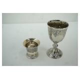 Vintage Silver-Plated Goblet 5" tall; Vintage Silver-Plated Kiddush cup 2.25" tall
