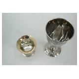 Vintage Silver-Plated Goblet 5" tall; Vintage Silver-Plated Kiddush cup 2.25" tall