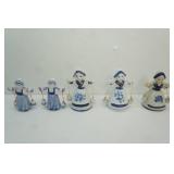 Vintage Delft Dutch girl milkmaid figurine bells (5ct)