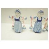 Vintage Delft Dutch girl milkmaid figurine bells (5ct)