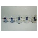 Vintage Delft Dutch girl milkmaid figurine bells (5ct)