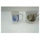 Vintage Collectible Delft Blue Holland Heineken Ceramic Stein and shot glasses