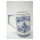 Vintage Collectible Delft Blue Holland Heineken Ceramic Stein and shot glasses