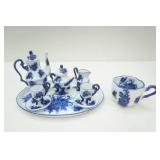 Vintage Miniature Flow Blue Floral Tea Set