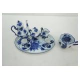 Vintage Miniature Flow Blue Floral Tea Set