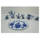 Vintage Miniature Flow Blue Floral Tea Set