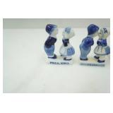 Vintage Delft Blue Dutch boy and girl kissing figurines (4ct)