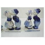 Vintage Delft Blue Dutch boy and girl kissing figurines (4ct)