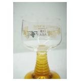 Vintage German Schmitt Sohne amber beehive wine goblets (5ct)
