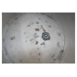 Vintage Enamelware Pots w/Lids. Cream w/green trim.