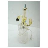 Vintage Crystal Mushroom Table Lamp w/etched floral design and diamond cut pattern 13.5" tall