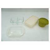 Glass Divided Covered Food Storage Container & Other Tupperware