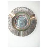 Vintage Ashtray Collection-vintage Fabulous Las Vegas souvenir roulette wheel ashtray, brass dish