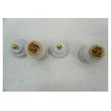 Vintage Porcelain Ashtrays, soap dish, antique dusting powder porcelain jars, vintage porcelain candlesticks