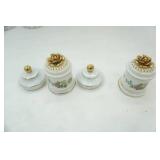 Vintage Porcelain Ashtrays, soap dish, antique dusting powder porcelain jars, vintage porcelain candlesticks