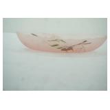 Vintage Satin Pink Glass Dish. Hand-painted 10"x4.5"x2"
