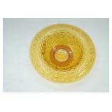 Vintage Dugan Tree of Life Marigold Carnival Rolled Rim Bowl & Candlestick Holder