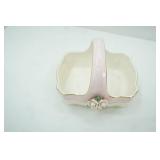 Vintage Teleflora pink & white ceramic basket 8.5"x6.5"x6"