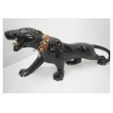 Vintage MCM ceramic black panther statue (has crack in back) 20.5" long by 8.5"tall