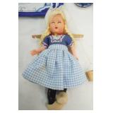 Vintage Delftware Bells, Vintage Dutch Girl Doll, 2 potholders