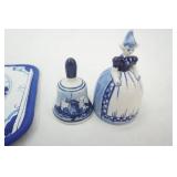 Vintage Delftware Bells, Vintage Dutch Girl Doll, 2 potholders