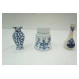 Vintage Blue Danube porcelain candle holder, bud vase, windmill bud vase