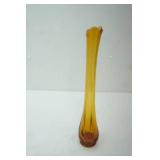 Vintage amber glass swung vase 13.25" tall