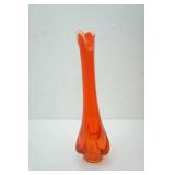 Vintage Viking Persimmon Epic Drape swung glass vase. 17" tall