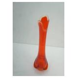 Vintage Viking Persimmon Epic Drape swung glass vase. 17" tall