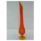 Vintage Fenton Amberina swung vase 17.5" tall