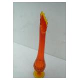 Vintage Fenton Amberina swung vase 17.5" tall