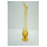 Vintage Fenton art glass swung vase. colonial amber thumbprint pattern 17.5" tall