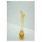 Vintage Fenton art glass swung vase. colonial amber thumbprint pattern 17.5" tall