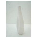 white ceramic vase. fluted, vertically ribbed design 13" tall