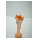 vintage Marigold Carnival Glass Swung Vase 9.5" tall