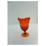 Vintage Fenton Art Glass Amberina Handkerchief Pedestal Vase