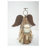 Driftwood and Metal Angel Figurine Candle Holder 11" tall, 9.5" wide