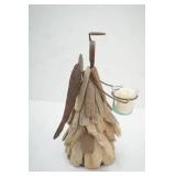 Driftwood and Metal Angel Figurine Candle Holder 11" tall, 9.5" wide