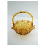 Vintage Fenton Amber Hobnail Basket. 8"x8"