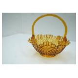Vintage Fenton Amber Hobnail Basket. 8"x8"