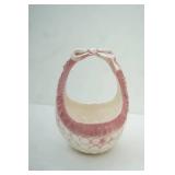 Vintage White/Pink Ceramic Basket/Planter 12" tall