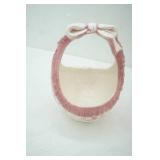 Vintage White/Pink Ceramic Basket/Planter 12" tall